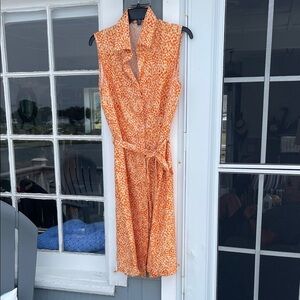 Jim Thomson -  100% Silk Orange Print Sleeveless Dress - size 10